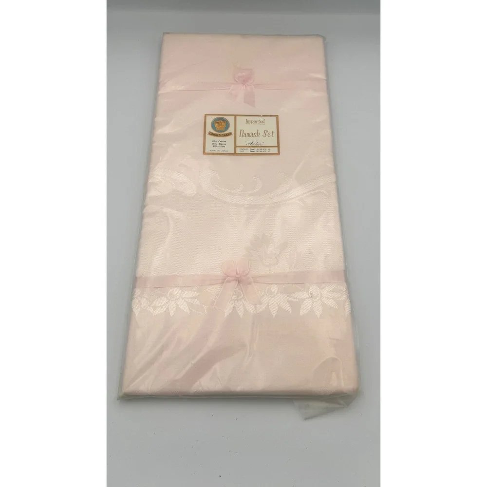 Imported Vintage Aster Damask Tablecloth Combed Yarns Cotton Rayon Made Japan